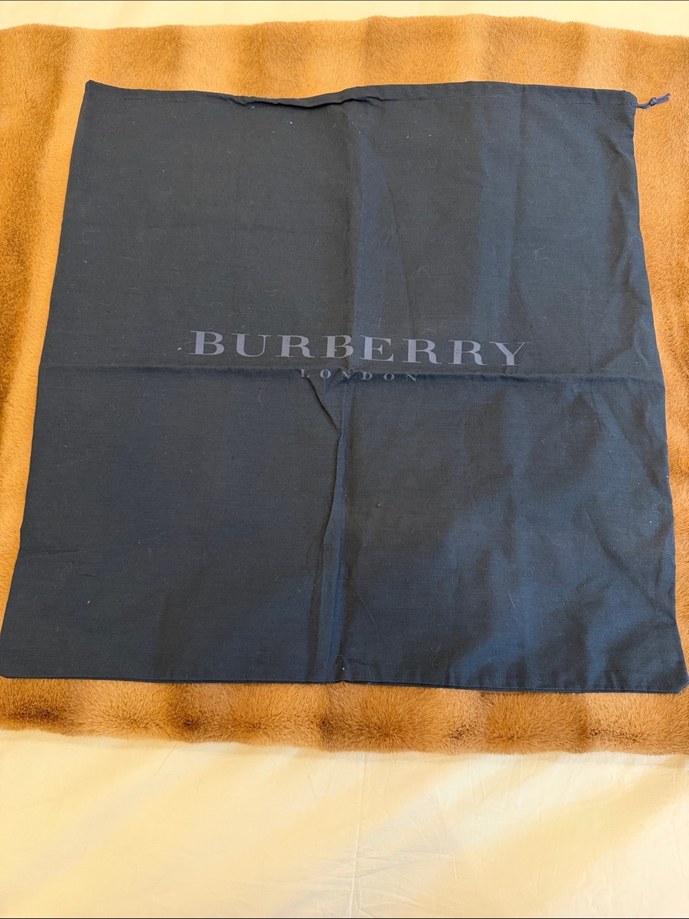 Burberry Navy Blue Logo Drawstring Dust Pouch